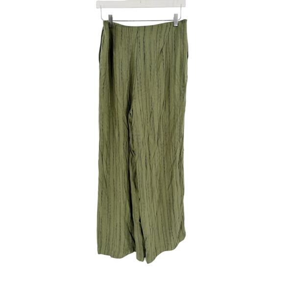 OGL Pants Size L Summer Classic Striped Wide Leg Pant Pockets Sweet Green Stripe - Picture 6 of 9